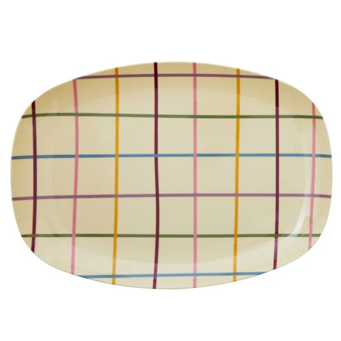 Melamine Rectangular Plate with Check Print