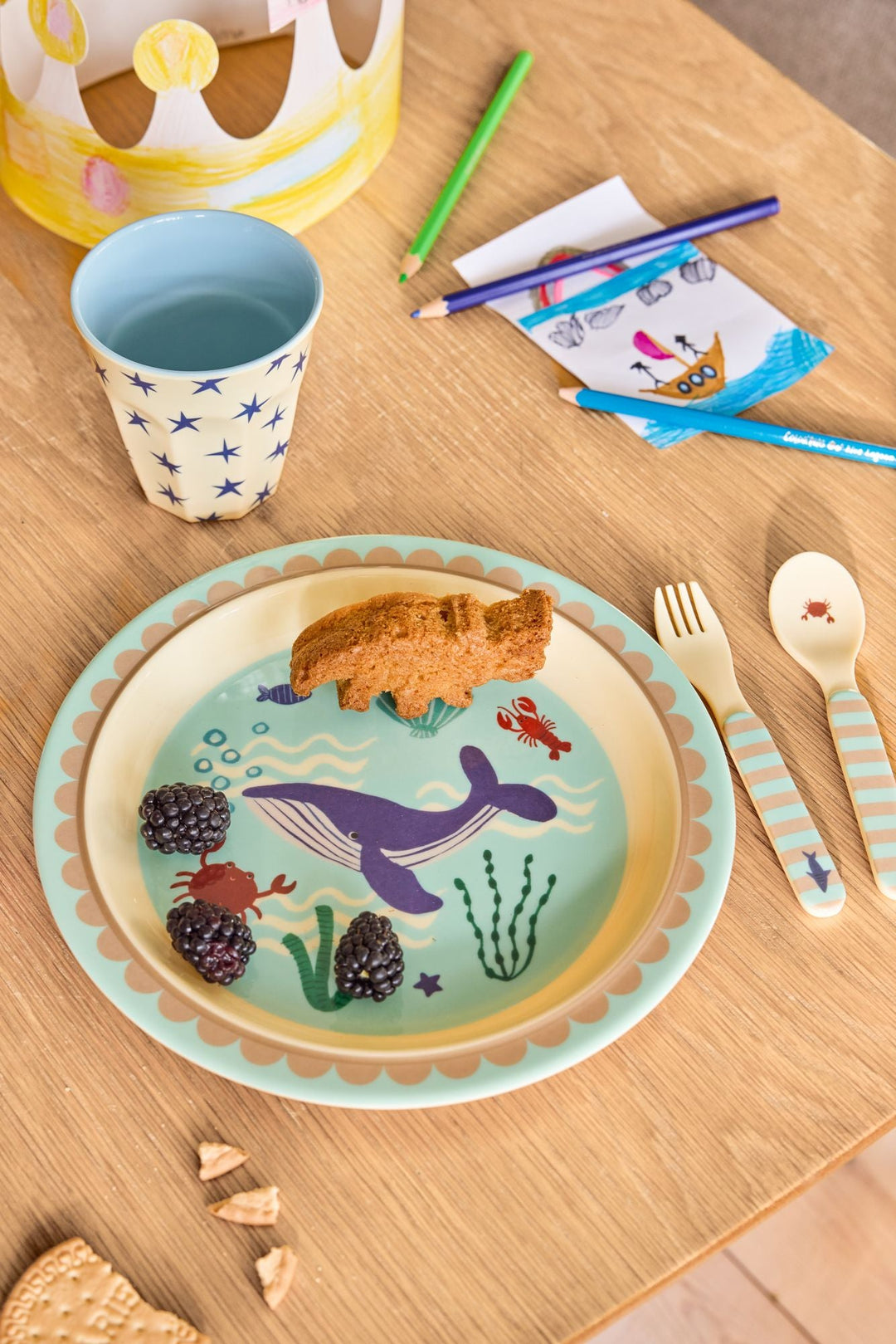 Melamine Kids Lunch Plate - Blue Ocean Print