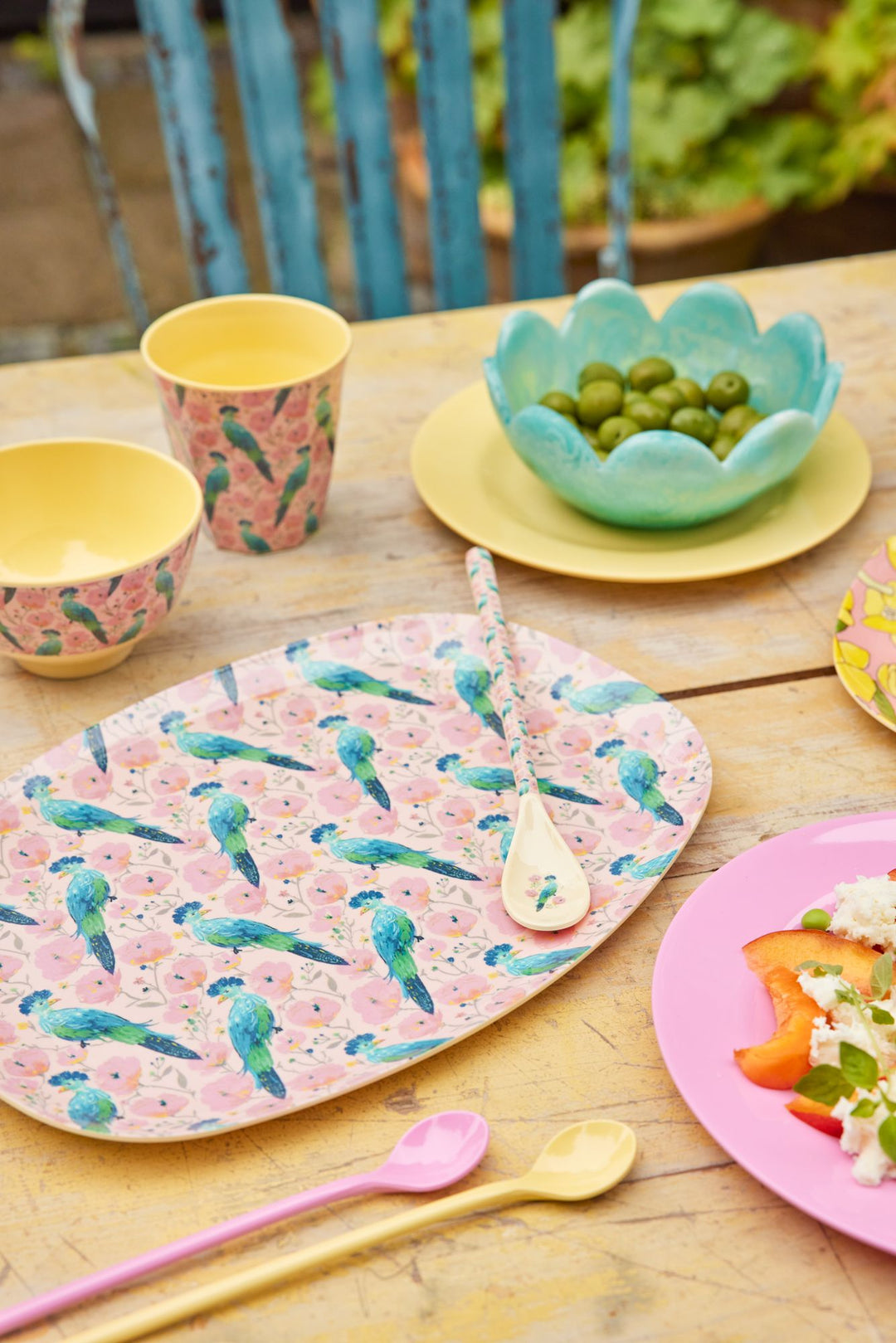 Melamine Rectangular Plate with Exotic Bird Print