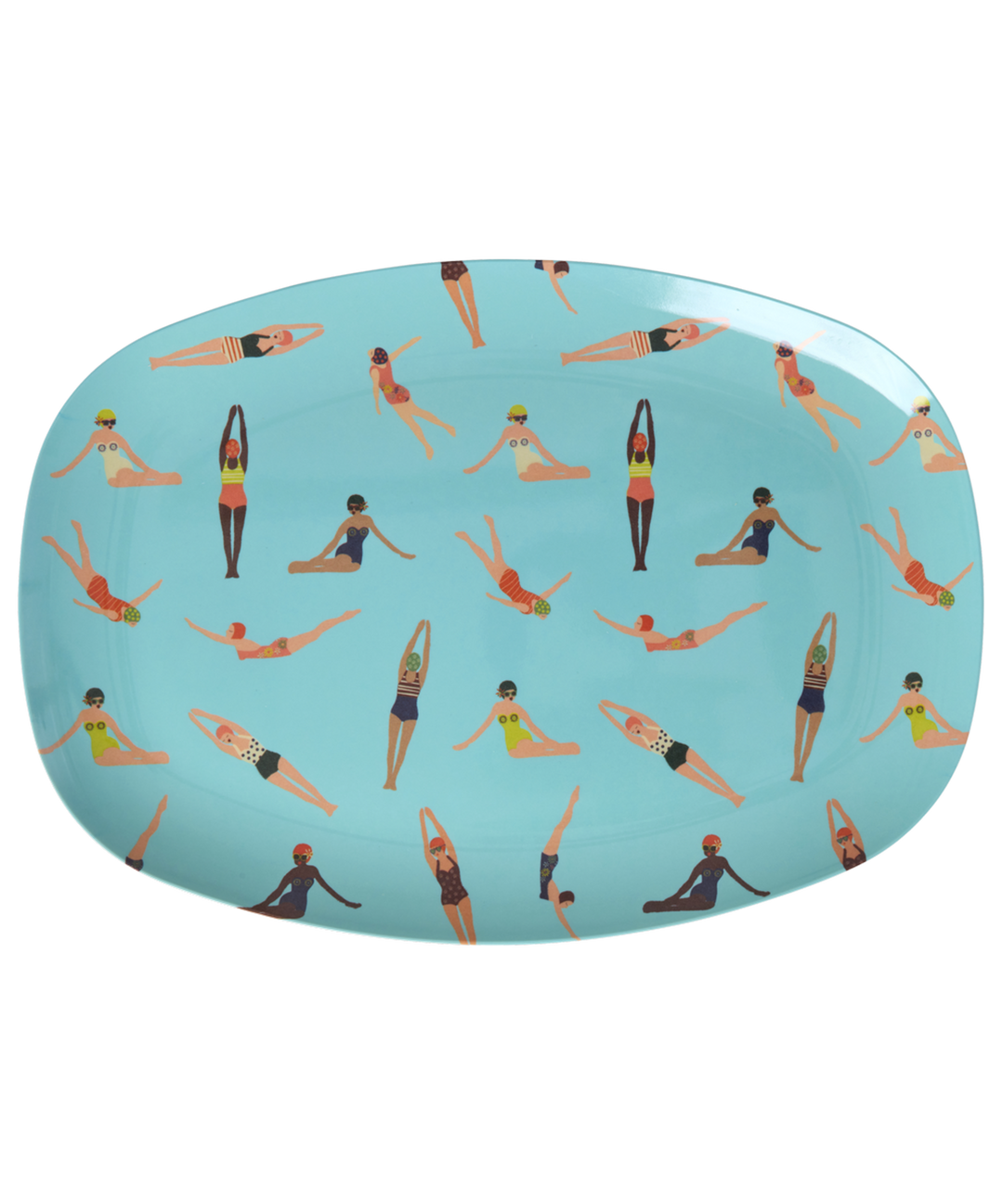 Rectangular Plate - Blue - Retro Swimster Print