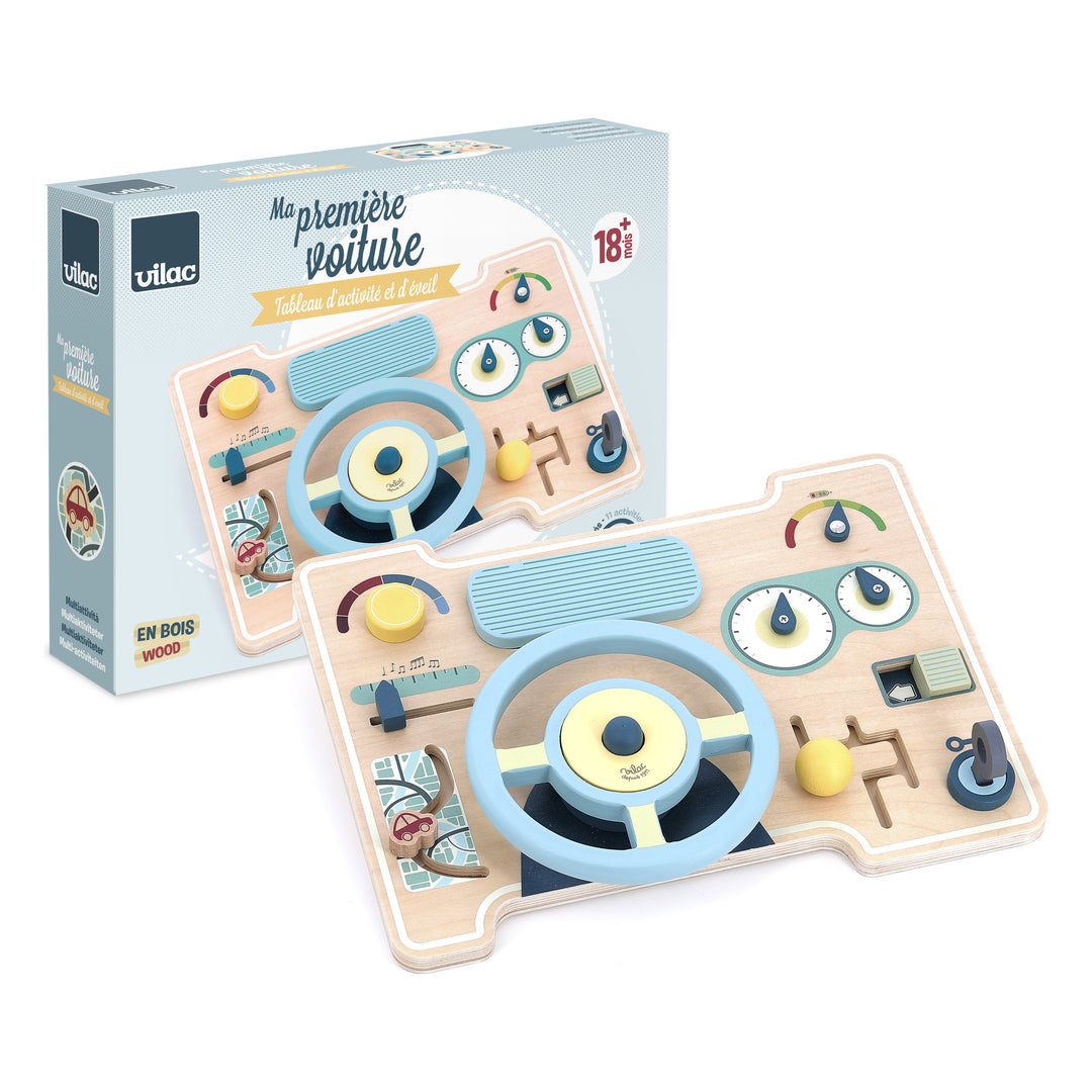 Vilac Wooden Car Busy Board Activity Toy