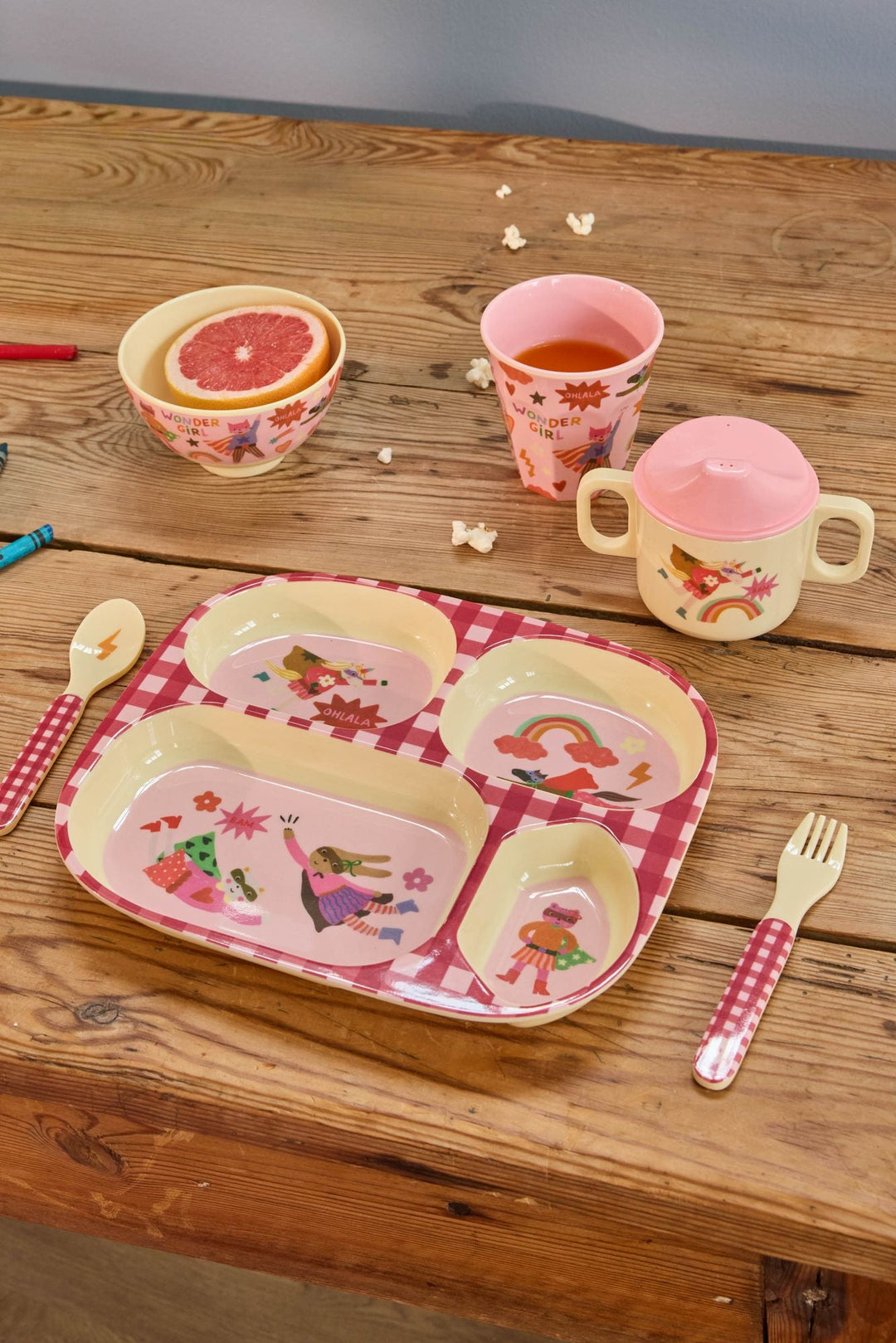 Baby Dinner Set - Pink - Hero Print