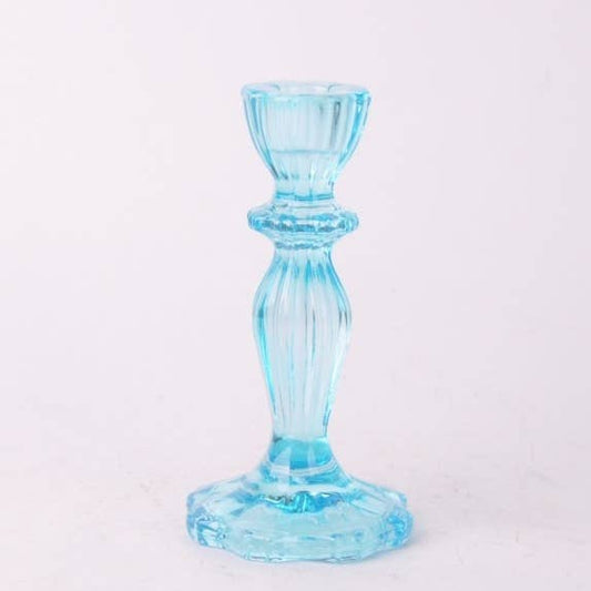 Light Blue Classic Glass Candle Holder