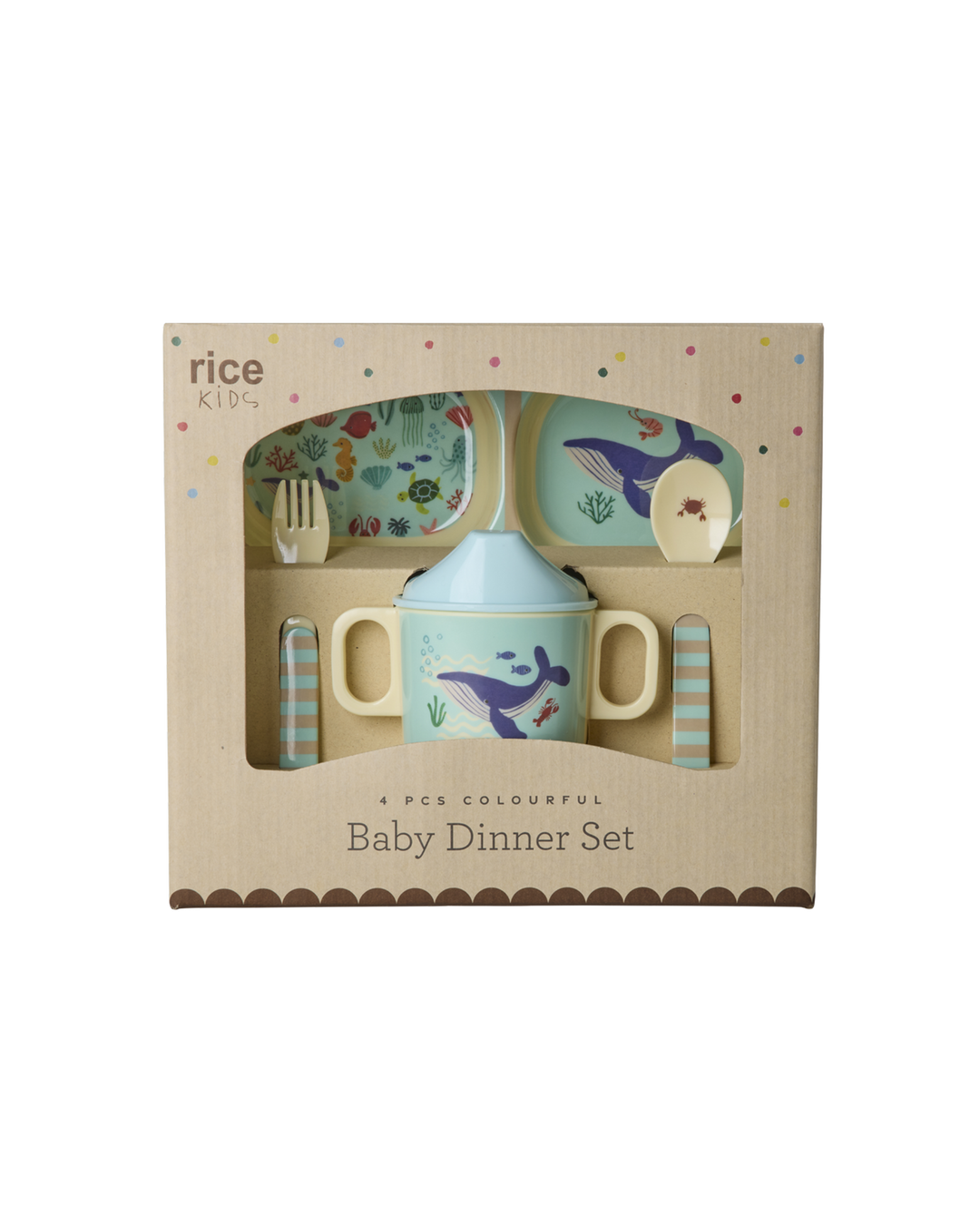 Melamine Baby Dinner Set - Blue Ocean Print