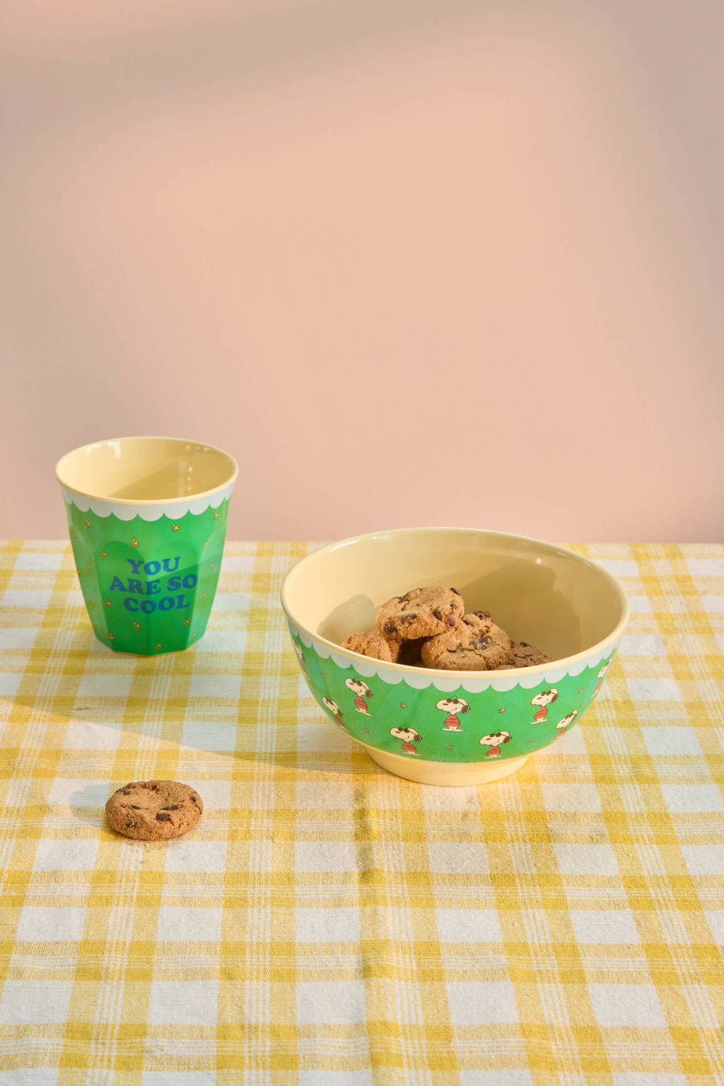 Medium Cup - Green Snoopy Print