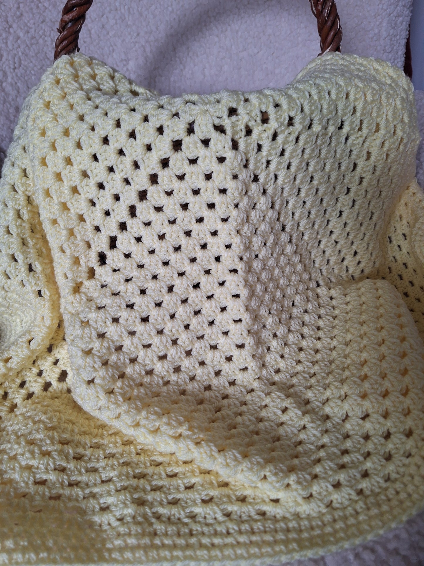 Crochet Granny Square Baby Blanket - Lemon