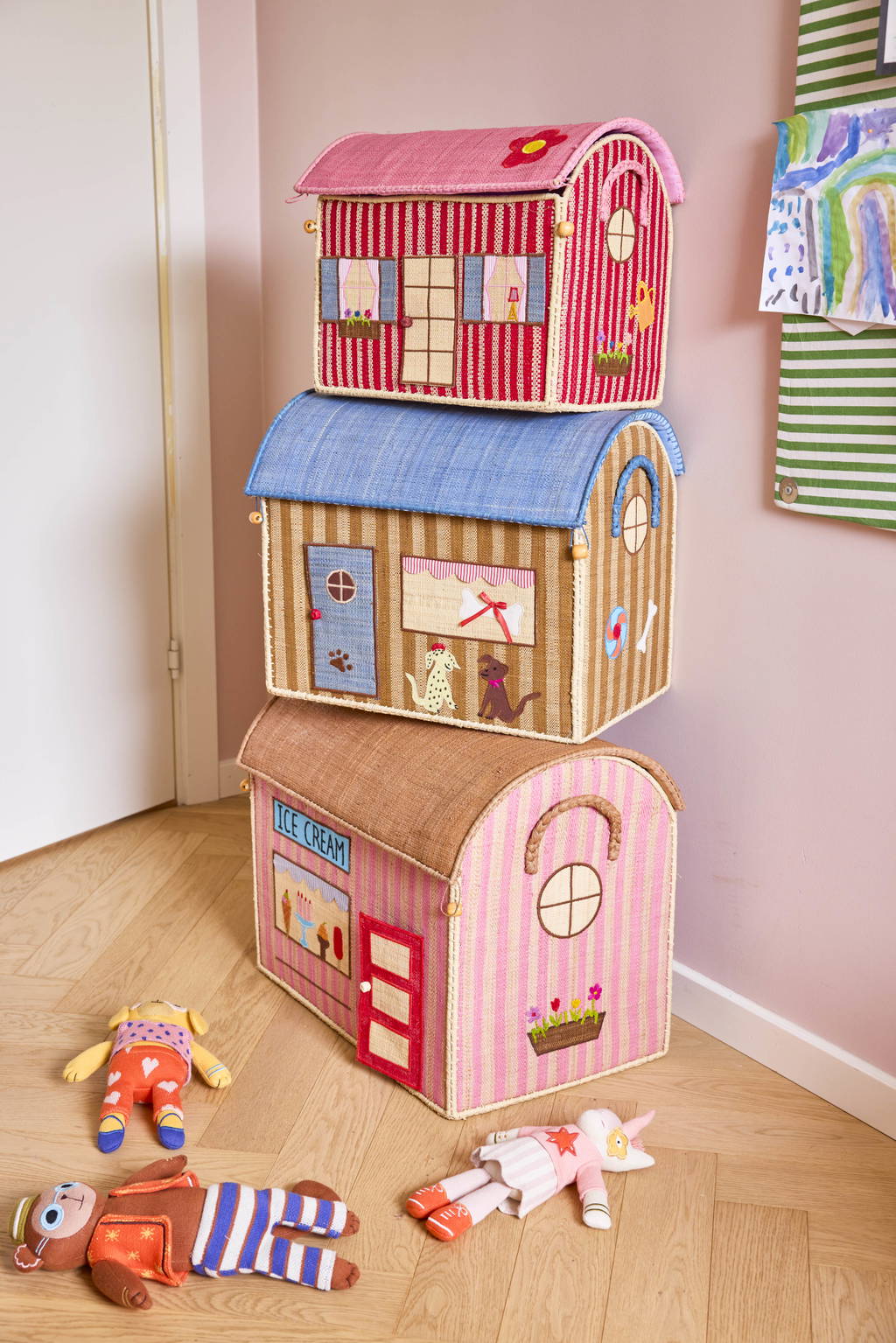 Raffia Storage Boxes - Paris Theme