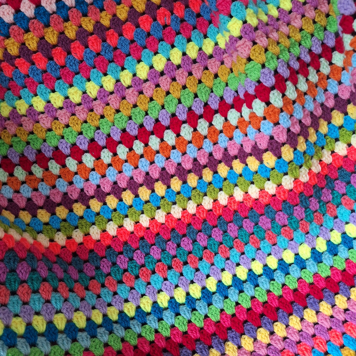Bright & Bold Random Stripe Granny Stitch Crochet Blanket – Handmade by Denise