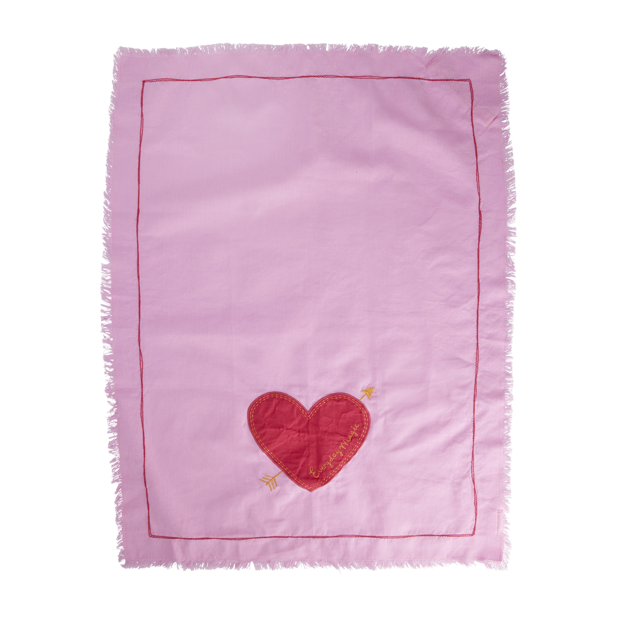 Pink Cotton Heart Tea Towel