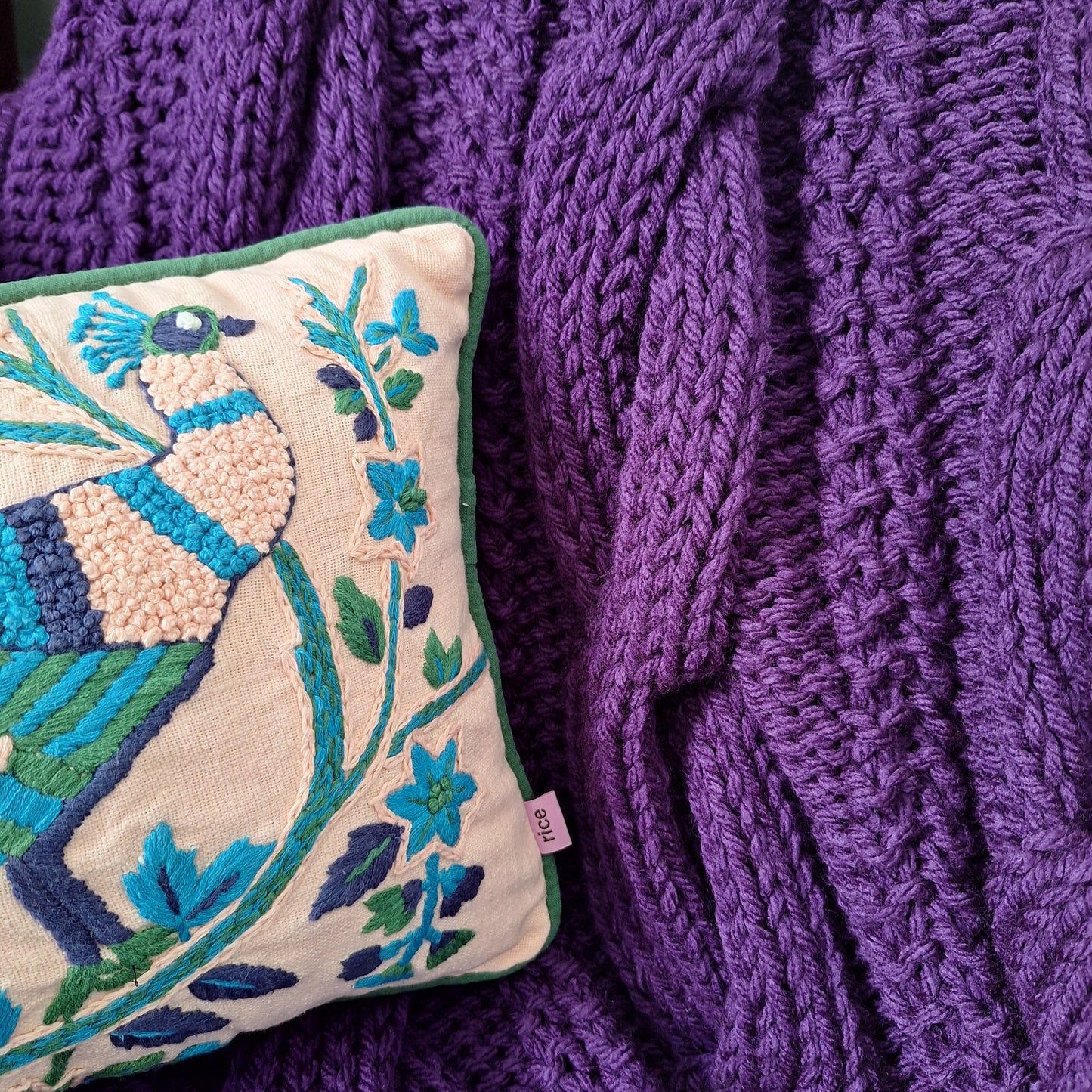 Chunky Cable Knit Blanket - Large - Plum