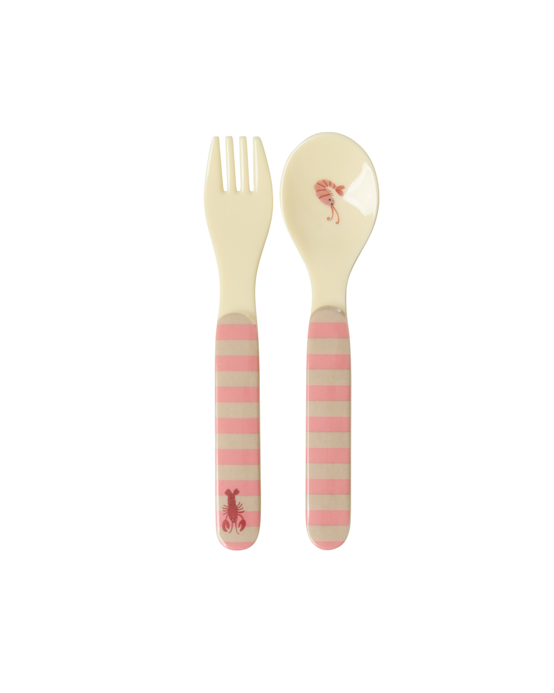Kids Melamine Spoon and Fork Set - Coral Ocean Print