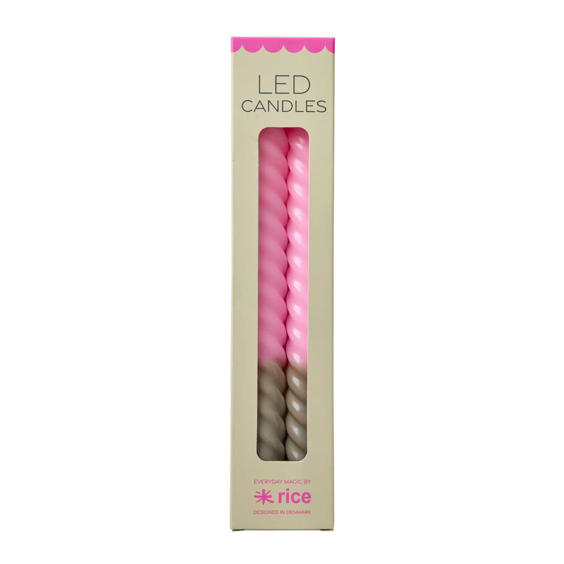 Twisted LED Candle in Pink & Dark Sand - 2 pack