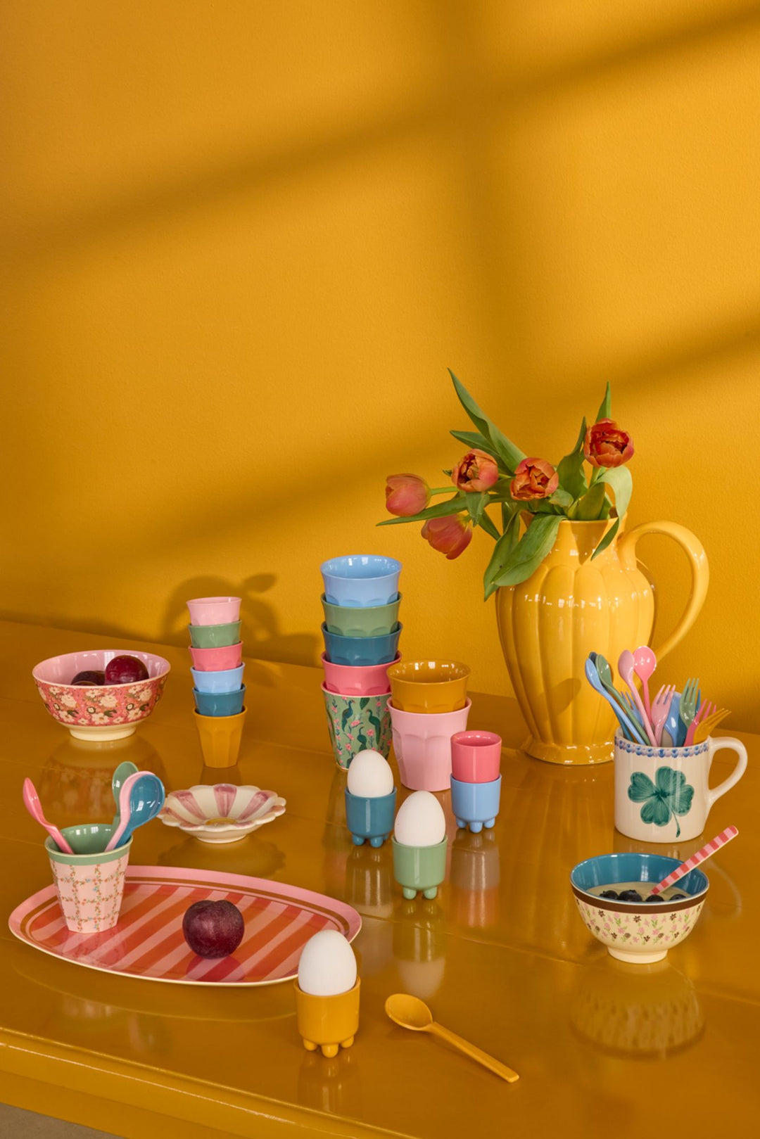 Melamine Rectangular Plate with Organic Stripes Print