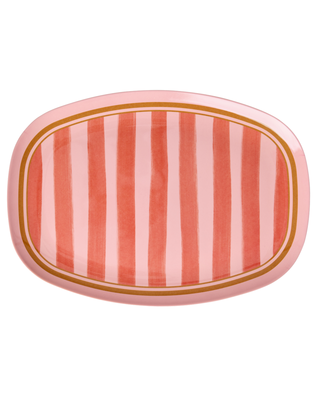 Melamine Rectangular Plate with Organic Stripes Print