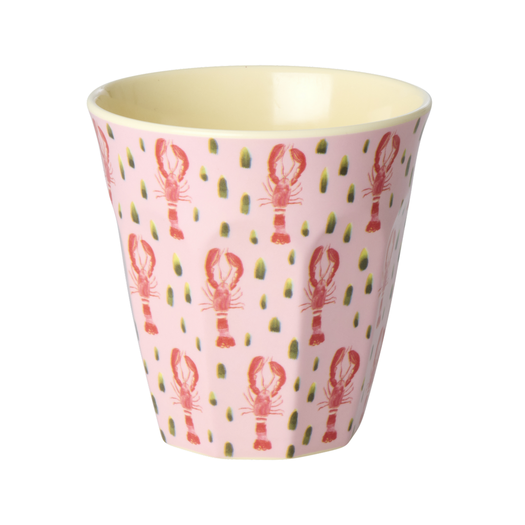 Medium Melamine Cup - Pink Lobster Print