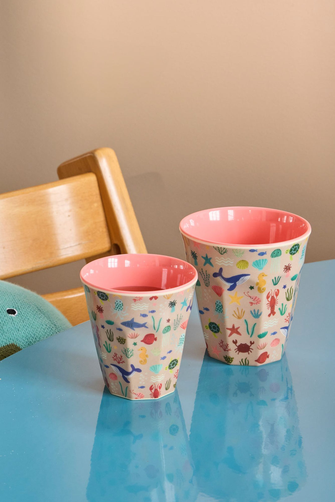 Medium Melamine Cup - Coral Ocean Print