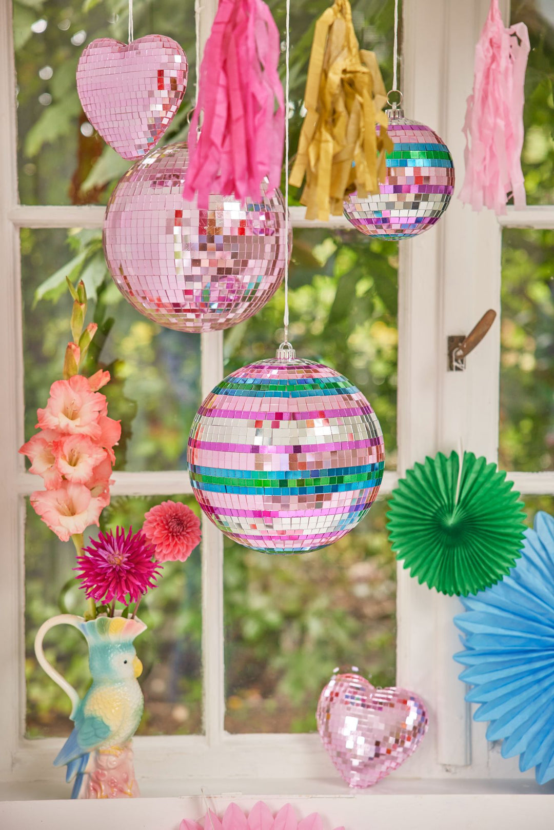 Large Multi Stripe Disco Ball