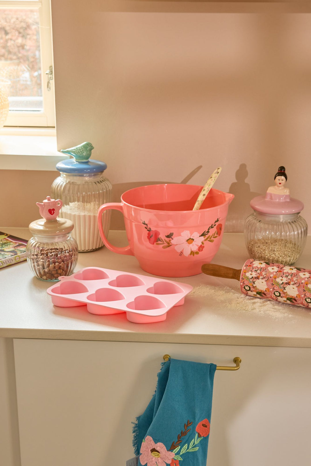 Ceramic Rolling Pin with Alison Flower Print