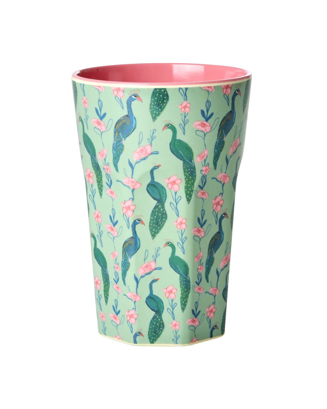 Melamine Cup with Peacock Power Print - Tall