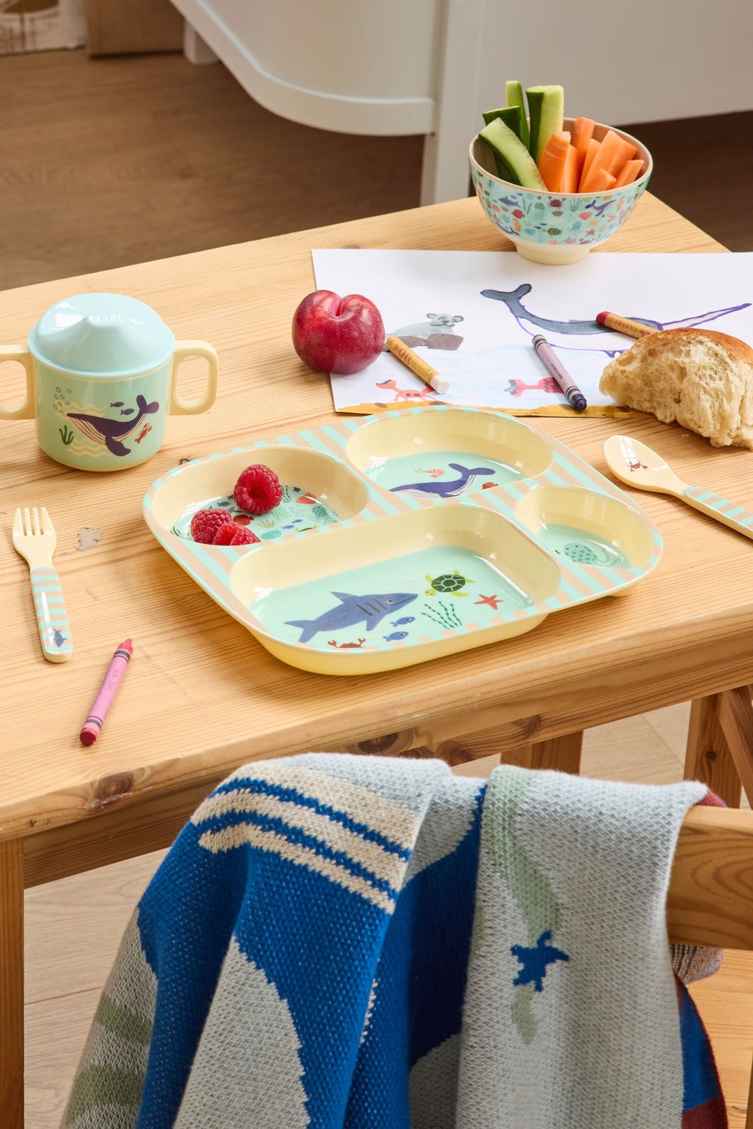 Melamine Baby Dinner Set - Blue Ocean Print