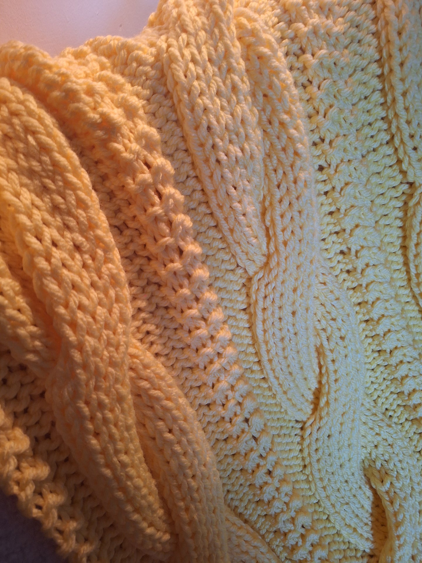 Super Chunky Cable Knit Blanket - Small - Yellow