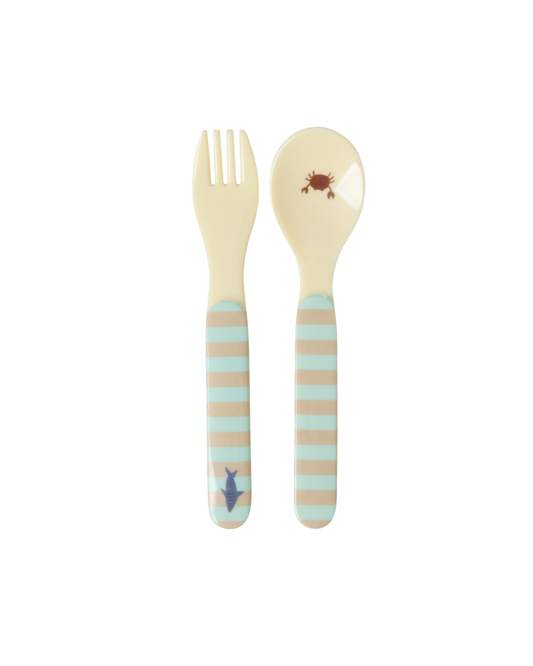 Kids Melamine Spoon and Fork Set - Blue Ocean Print