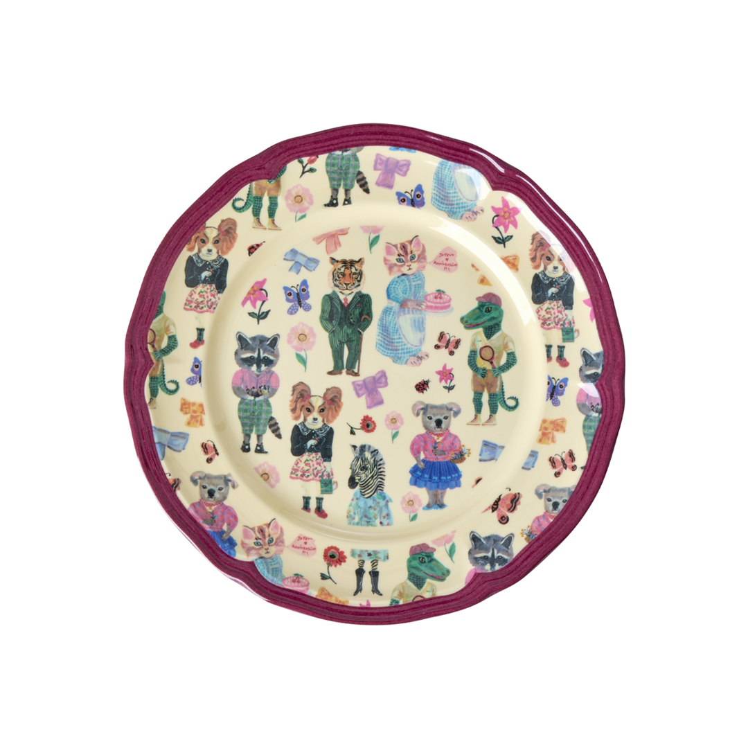 Melamine Vintage Style Side Plate - Nathalie Lete Print