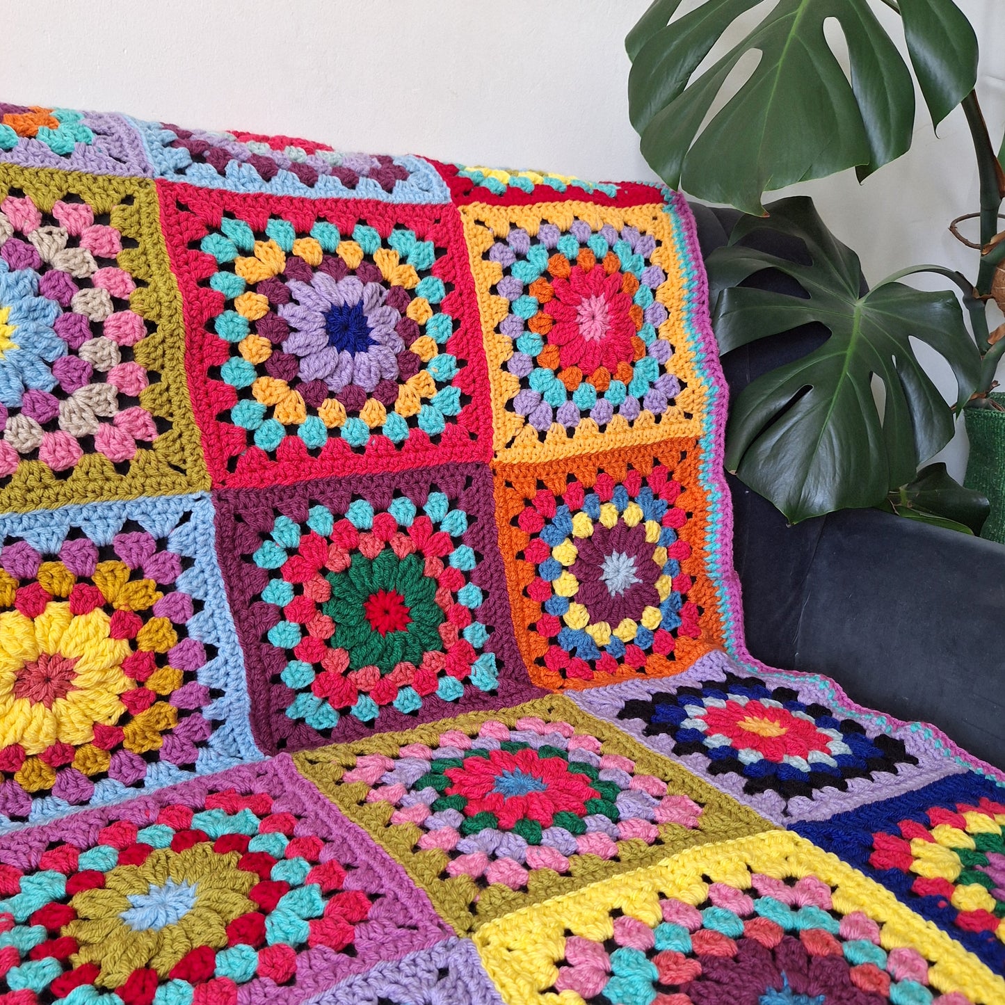 Chunky Patchwork Granny Square Blanket