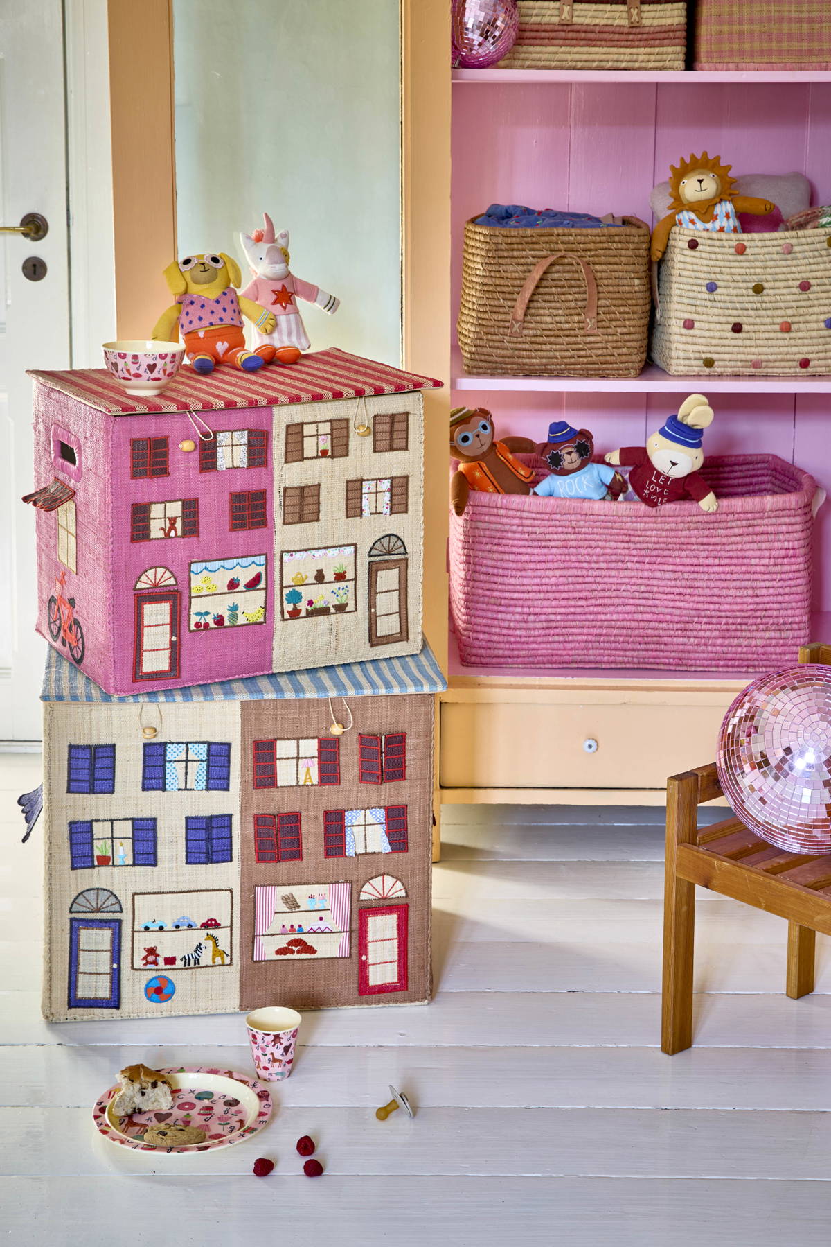 Large Foldable Raffia Storage Box - Paris Theme