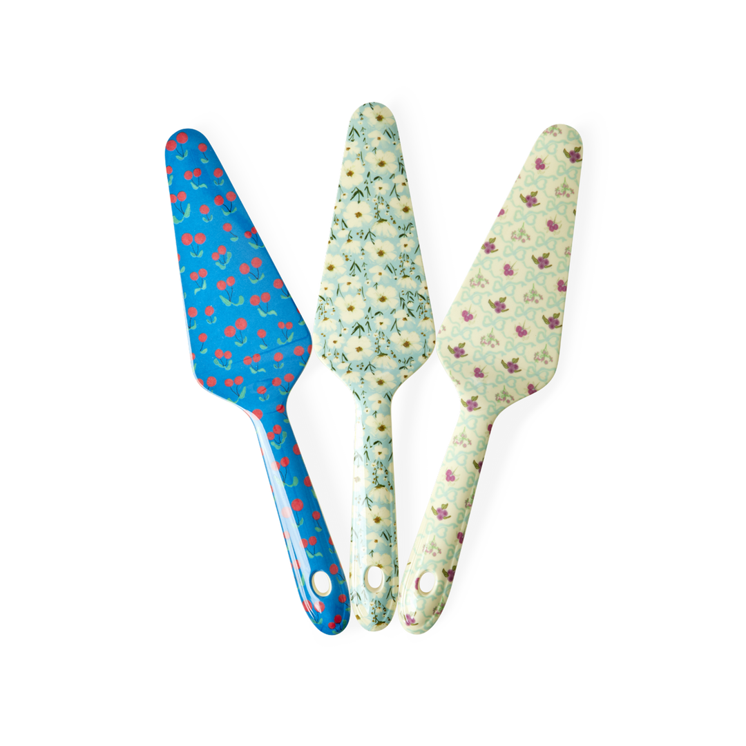 Soft Blue Floral Melamine Cake Server