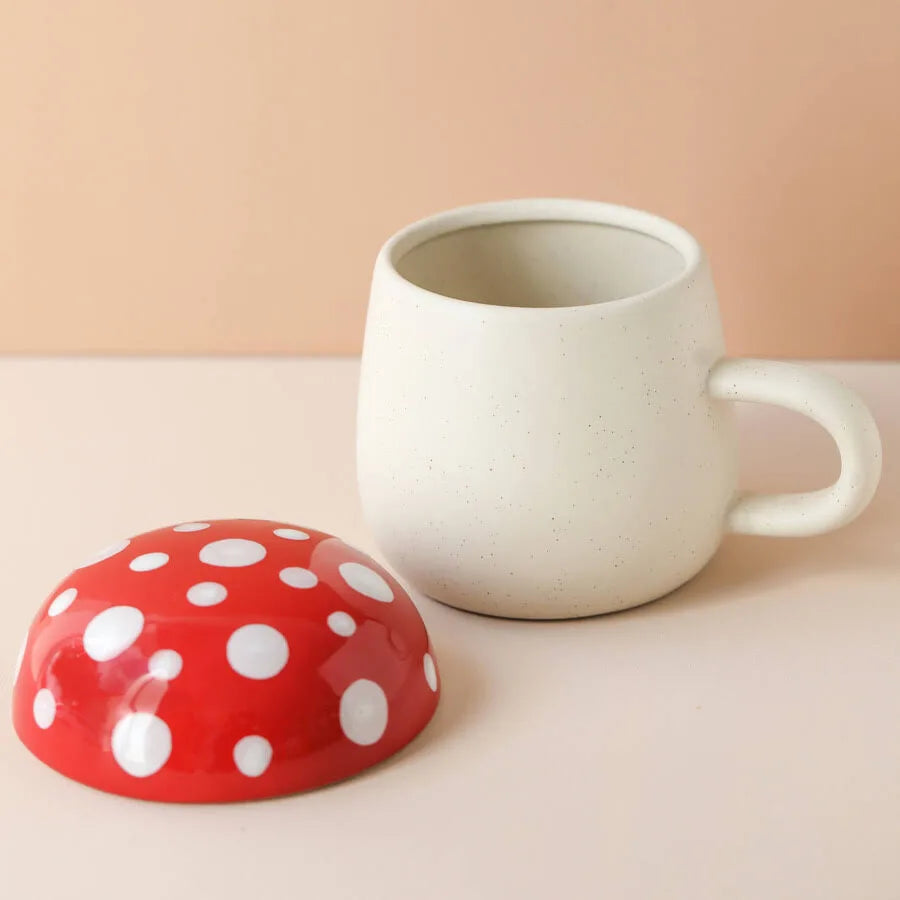 Red Mushroom Mug with Lid