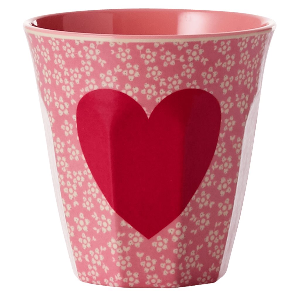 MEDIUM MELAMINE CUP - ASSORTED COLORS - HEART PRINT