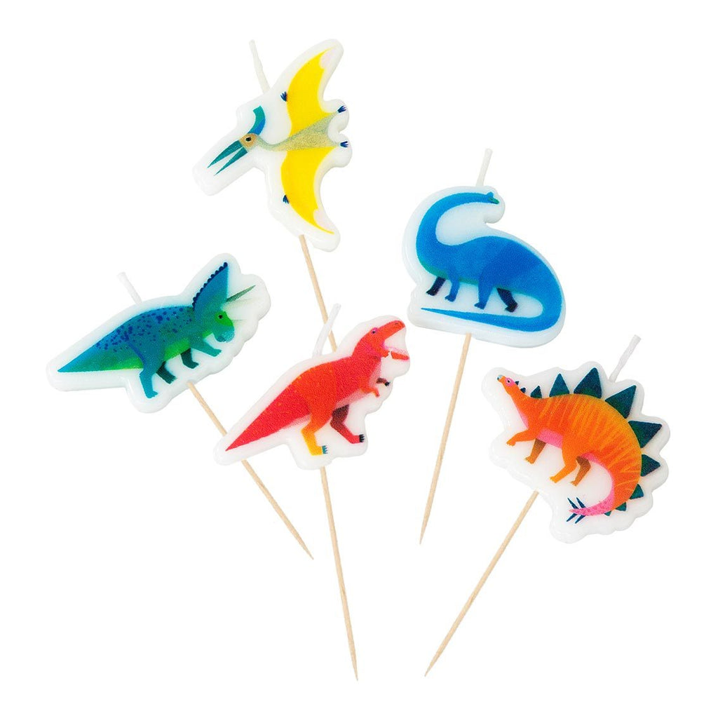 Shaped Dinosaur Birthday Candles - 5 Pack