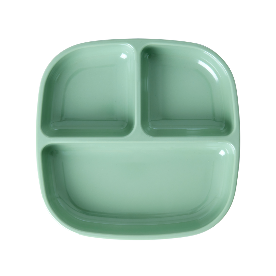 Melamine Kids 3 Room Plate by Rice - Green