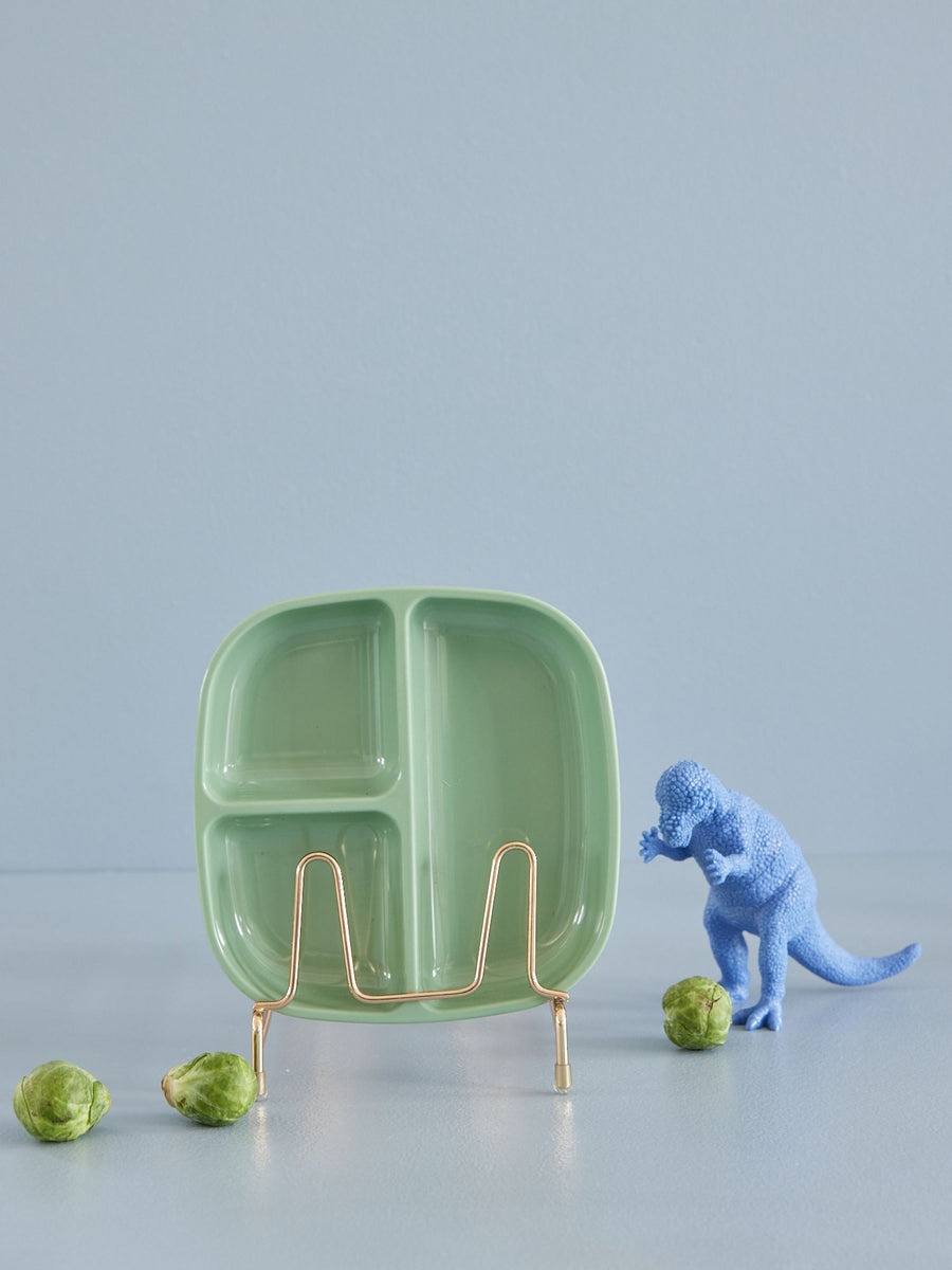 Melamine Kids 3 Room Plate by Rice - Green