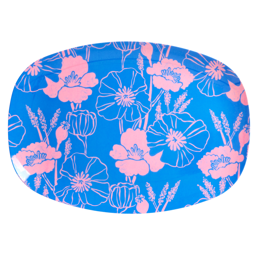 Melamine Rectangular Plate by Rice with Poppies Love Print