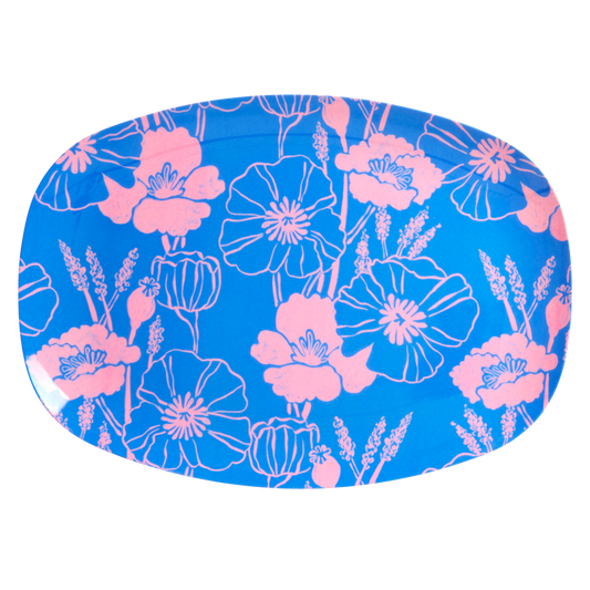 Melamine Rectangular Plate by Rice with Poppies Love Print