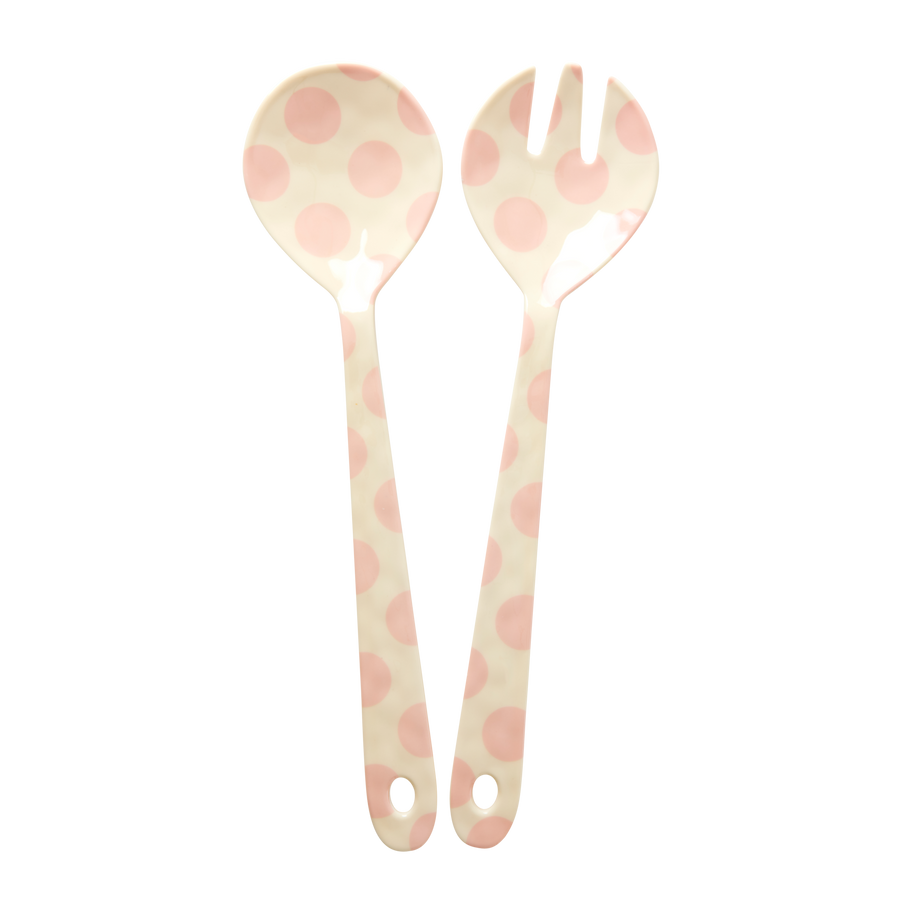 Melamine Salad Servers by Rice - Pink Dots Print