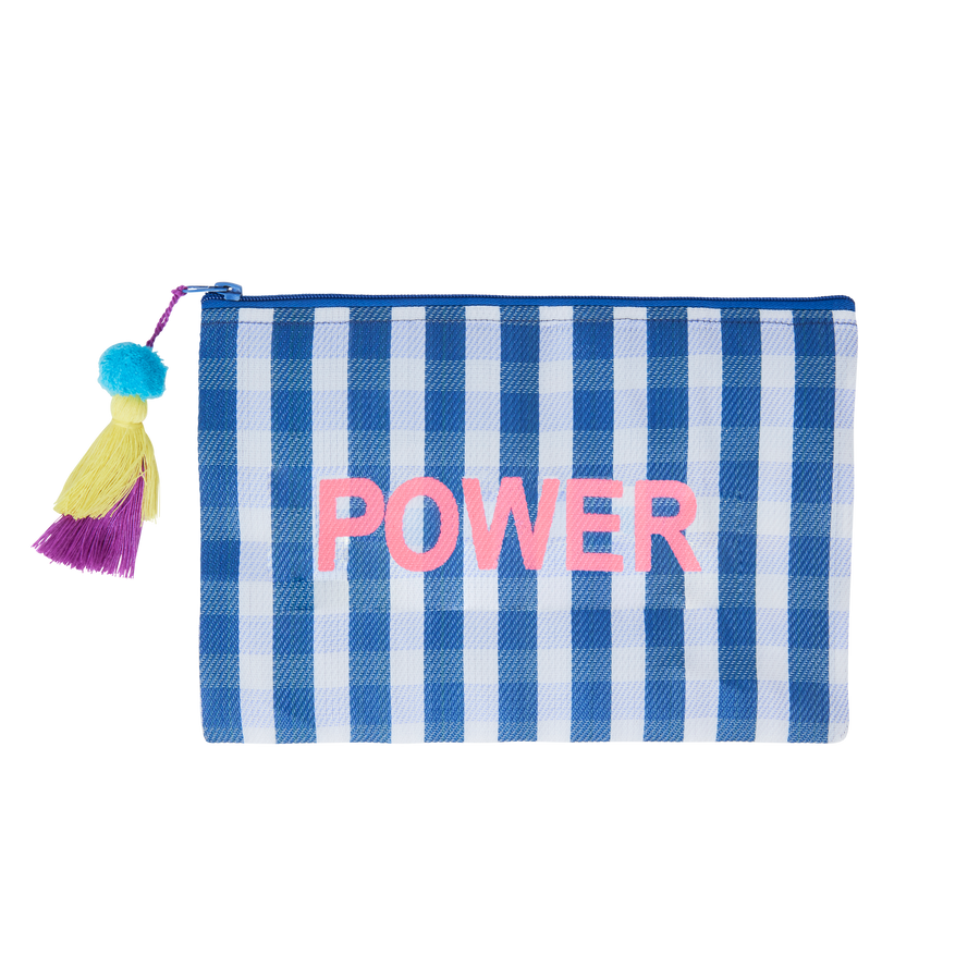Recycled Plastic Pouch Bag - Power - Blue and White Stripes