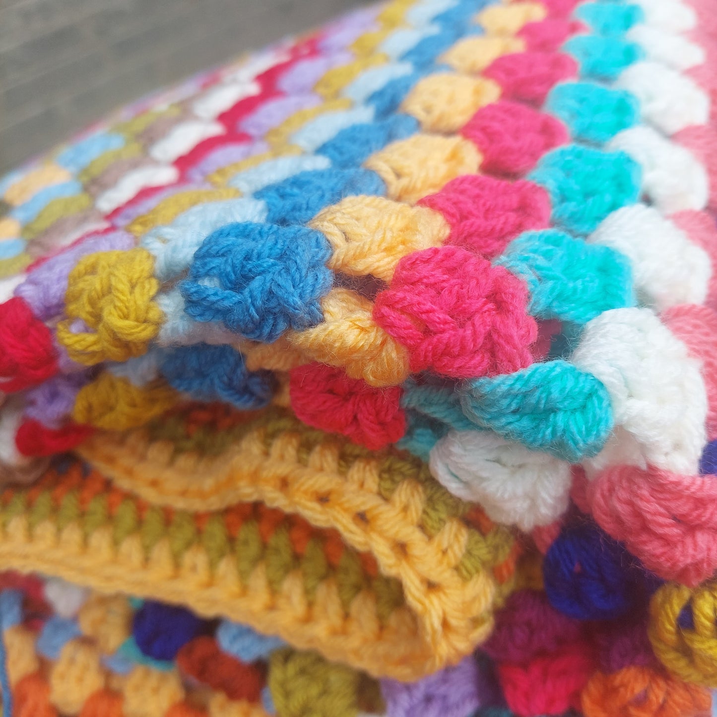 Large Random Crochet Granny Square Blanket - No 4