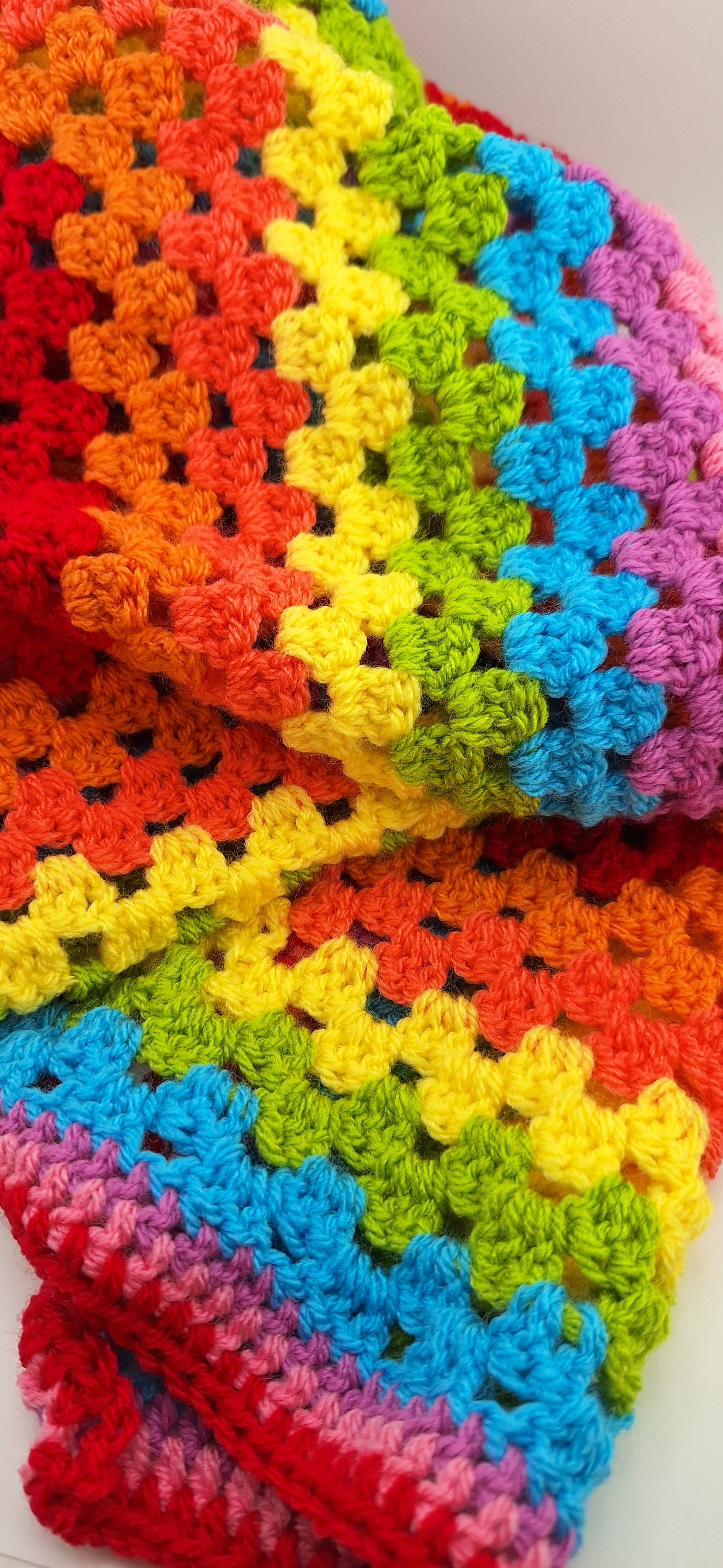Crochet Granny Square Baby Blanket - The Bright & Fresh Rainbow