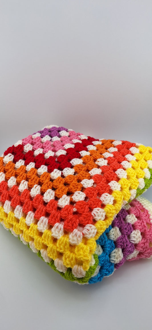Crochet Granny Square Baby Blanket - The Fresh Rainbow