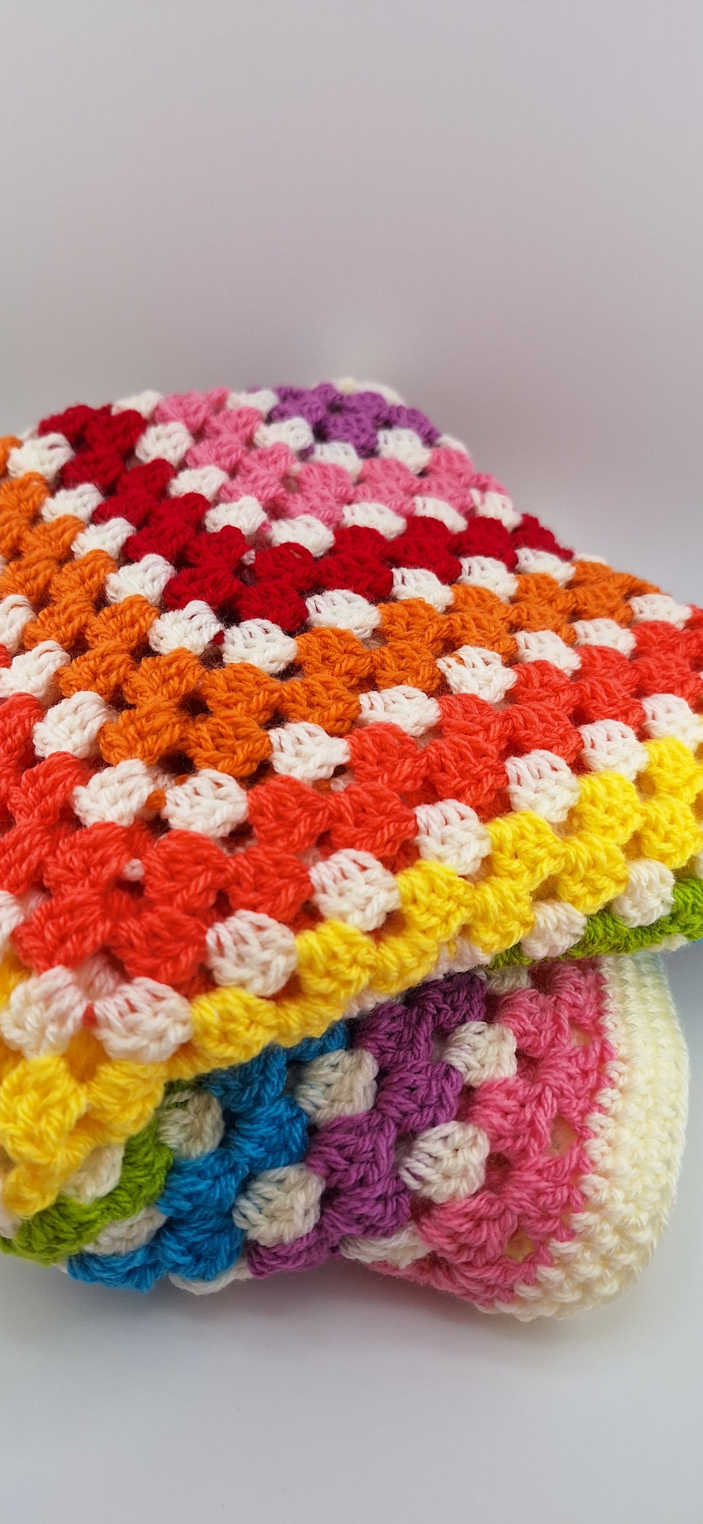Crochet Granny Square Baby Blanket - The Fresh Rainbow