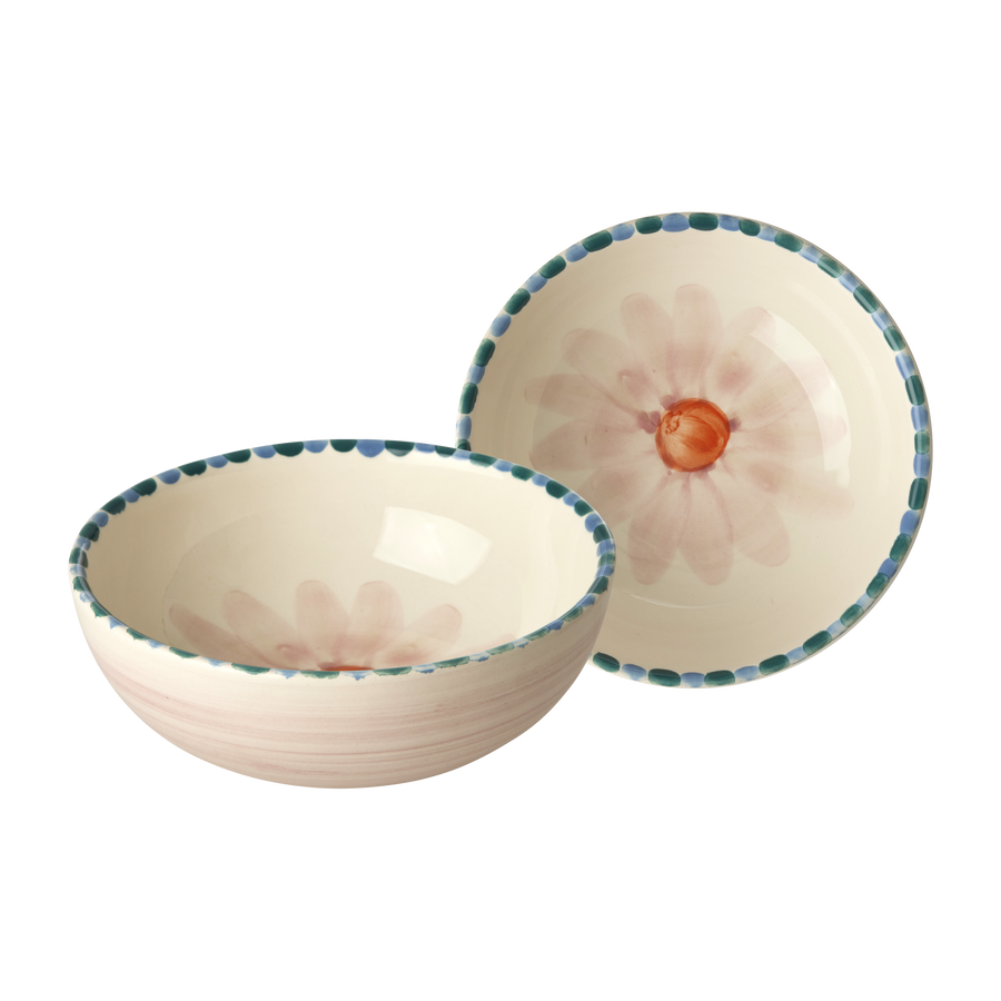 Ceramic Bowl - Lavender - Hand Painted Soft Pink Flower