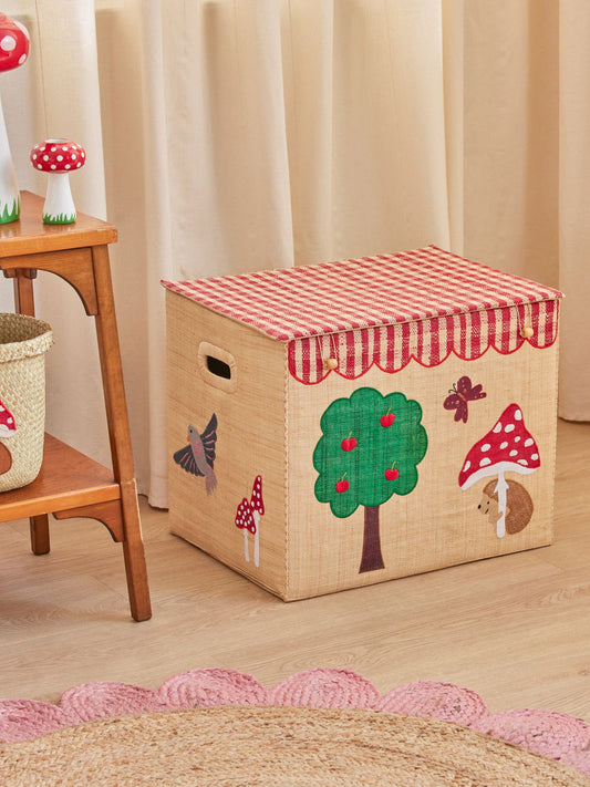 Extra Large Raffia Storage Basket - Happy Forest Theme - Foldable