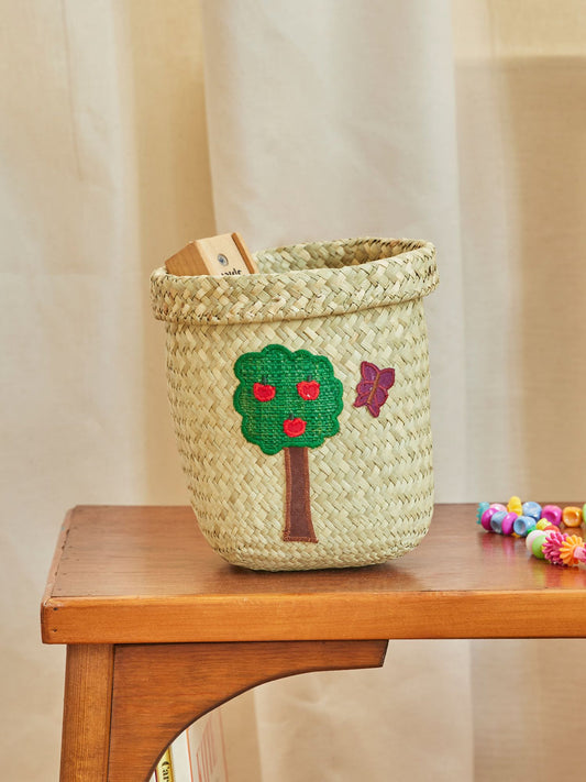 Small Raffia Storage Basket - Happy Forest Theme