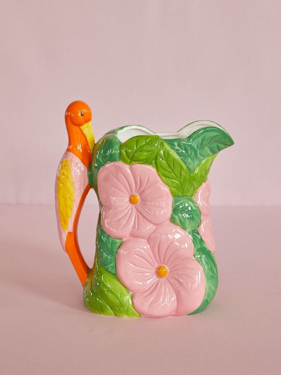 Ceramic Vase - Crane and Flowers