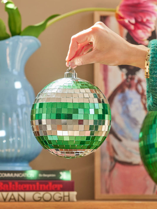 Medium Round Disco Ball - Green and Silver Stripe