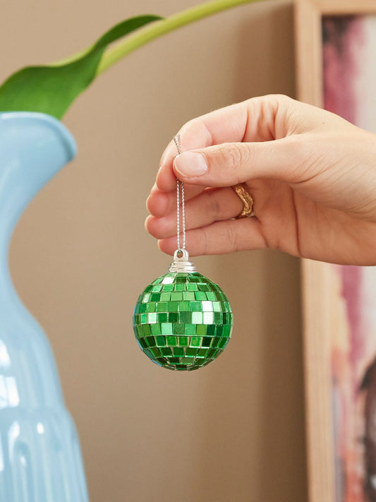 Small Round Disco Ball Decoration - Green