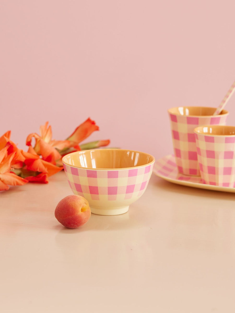 Small Melamine Bowl - Pink - Check it out Print